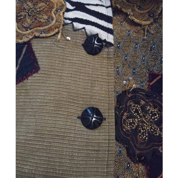 Vintage New Directions Art to Wear Floral Zebra Patchwork Grandma Blazer Medium - Picture 5 of 6